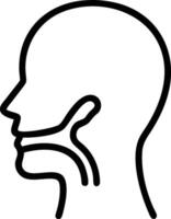 A black and white line drawing of a person's head vector