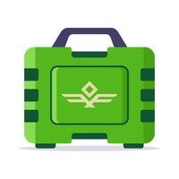 Green military case with handle. vector