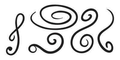 Bold calligraphic Curls, Curved lines for decorative design. Pack element for vintage, baroque Lettering. Set of Loops, curls for cursive text. Collection of hand-drawn Flourishes. illustration vector