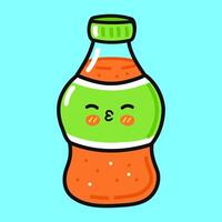 A smiling cartoon soda bottle, perfect for refreshment on a summer day. vector