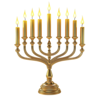 Glowing hanukkah menorah on transparent background png
