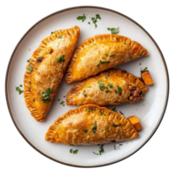 Empanadas on a plate on transparent background. png