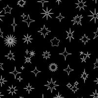 Seamless pattern with various white star shapes vector
