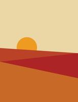 Illustration sunset or desert landscape scene vector