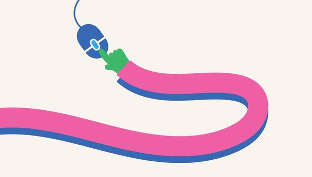 ilustración mano hacer clic ratón computadora único diseño vector