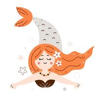 Mermaid girl. Underwater world. Flat illustration vector