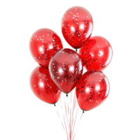 Bunch of red balloons on transparent background. png