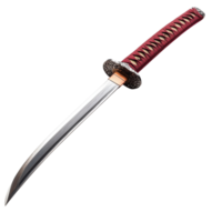Katana with red handle on transparent background. png