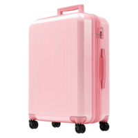 A pink rolling suitcase on transparent background png