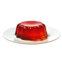 Red gelatin on a plate on transparent background. png