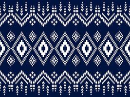Geometric Blue and White Ethnic Fabric Pattern. Geometric ethnic pattern. Tribal ethnic texture vector