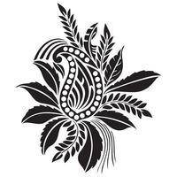 Black and white floral ornament pattern with vintage flower design and decorative elements vector