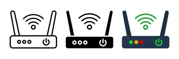 Router icon set. for mobile concept and web design on white background vector