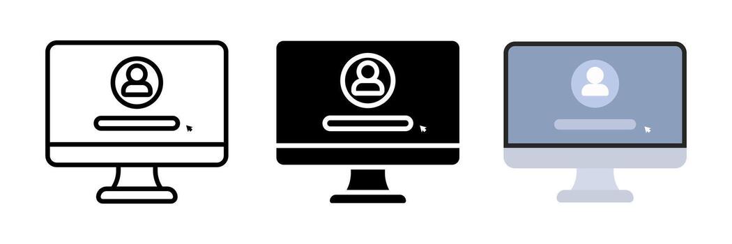 Monitor icon set. for mobile concept and web design on white background. illustration vector