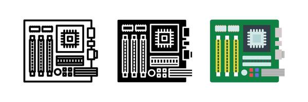 motherboard icon set. for mobile concept and web design on white background. illustration vector