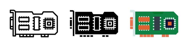 pci card icon set. for mobile concept and web design on white background vector