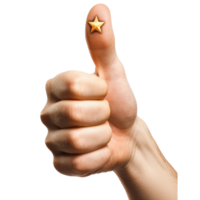 Thumbs up with star on on transparent background. png