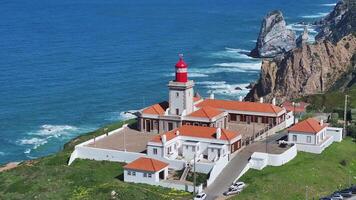 Aerial Cabo da Roca at Sintra in Lisbon District Portugal . Scenic Landscape. video