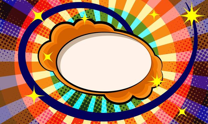 colorful Cartoon sunburst Abstract Background, comic book backdrop with bubble text. Retro comics pop art design illustration.