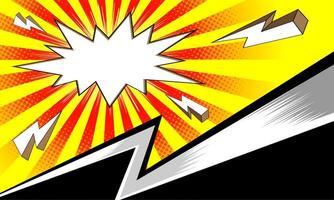 Comic blank text speech bubbles and grunge texture in pop art style illustration. comic sunburst effect background with halftone. Pop art comic and grunge style background. Suitable for templates, vector