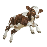 Calf jumping in the air on transparent background png