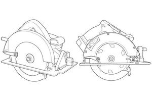 a set drawing of a circular saw illustration vector