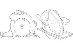 a set drawing of a circular saw. vector