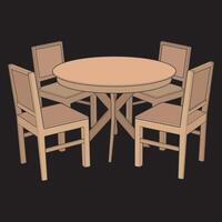 a round table and four chairs vector