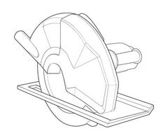 a drawing of a circular saw on a white background. vector