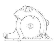 a drawing illustration of a circular saw on a white background vector