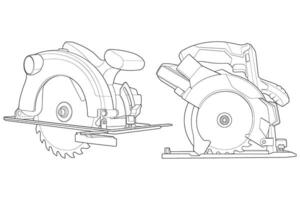 a set drawing of a circular saw vector