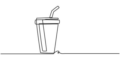 Iced Latte Continuous One Line Art Drawing Illustration vector
