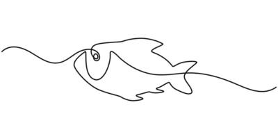 fish continuous one line drawing Pro illustration. vector