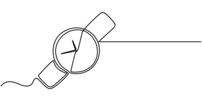 Watch continuous one line art drawing illustration vector