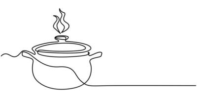 Pot icon illustration isolated on white background. Continuous line drawing vector