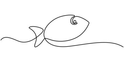 Fresh fish in continuous line art drawing, Monoline Fishing Symbol vector