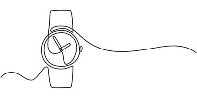 Watch line art drawing, chronograph watch icon, hand watch icon vector