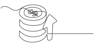 Money inflation continuous one line drawing vector