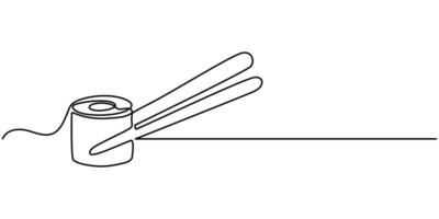 Sushi roll, Ehomaki, Sushi Summer Rolls one line art. Continuous line drawing of sushi vector