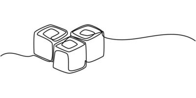 Continuous Line Drawing of Sushi Icon. Hand Drawn Symbol Pro Illustration. vector