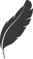 Black Silhouette of Curved Feather, Isolated on White Background vector