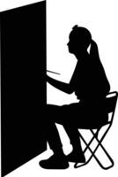 Silhouette of People Painting on Canvas. vector