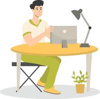 Illustration of People Programmer Working in Office. Isolated on White Background. vector