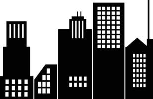 Silhouette of Cityscape, Isolated on White Background. vector