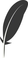 Black Silhouette of Curved Feather in Simple Shape, Isolated on White Background. vector