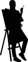 Silhouette of People Painting on Canvas, Design Element vector