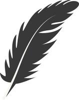 Black Silhouette of Curved Feather in Flat Design. vector