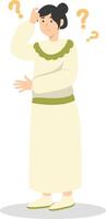 People Think and Solve Question with Cartoon Design. vector