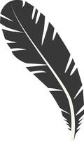 Black Silhouette of Curved Feather, Isolated on White Background. vector