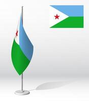 DJIBOUTI flag on flagpole for registration of solemn event, meeting foreign guests. National independence day of DJIBOUTI. Realistic 3D on white vector